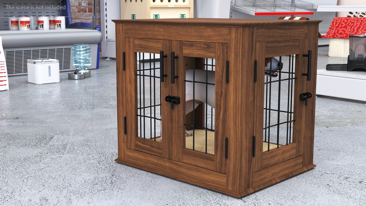 Furniture Dog Crate with Dog Fur 3D