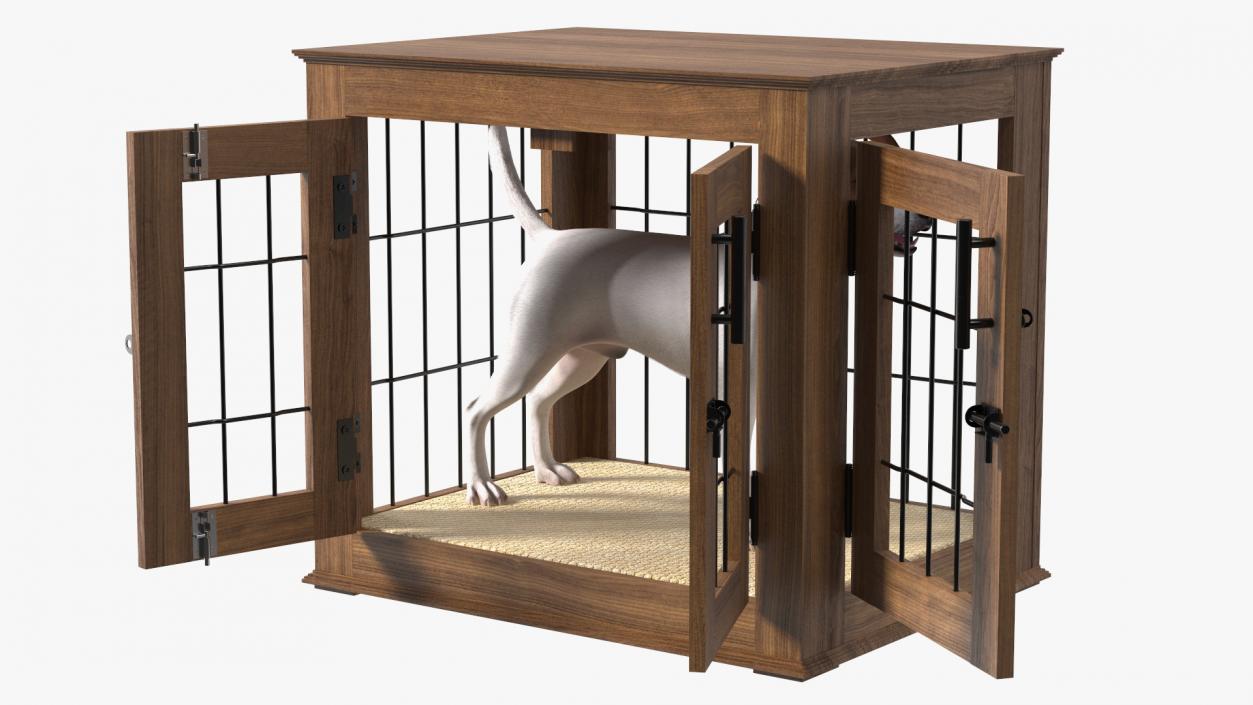 Furniture Dog Crate with Dog Fur 3D