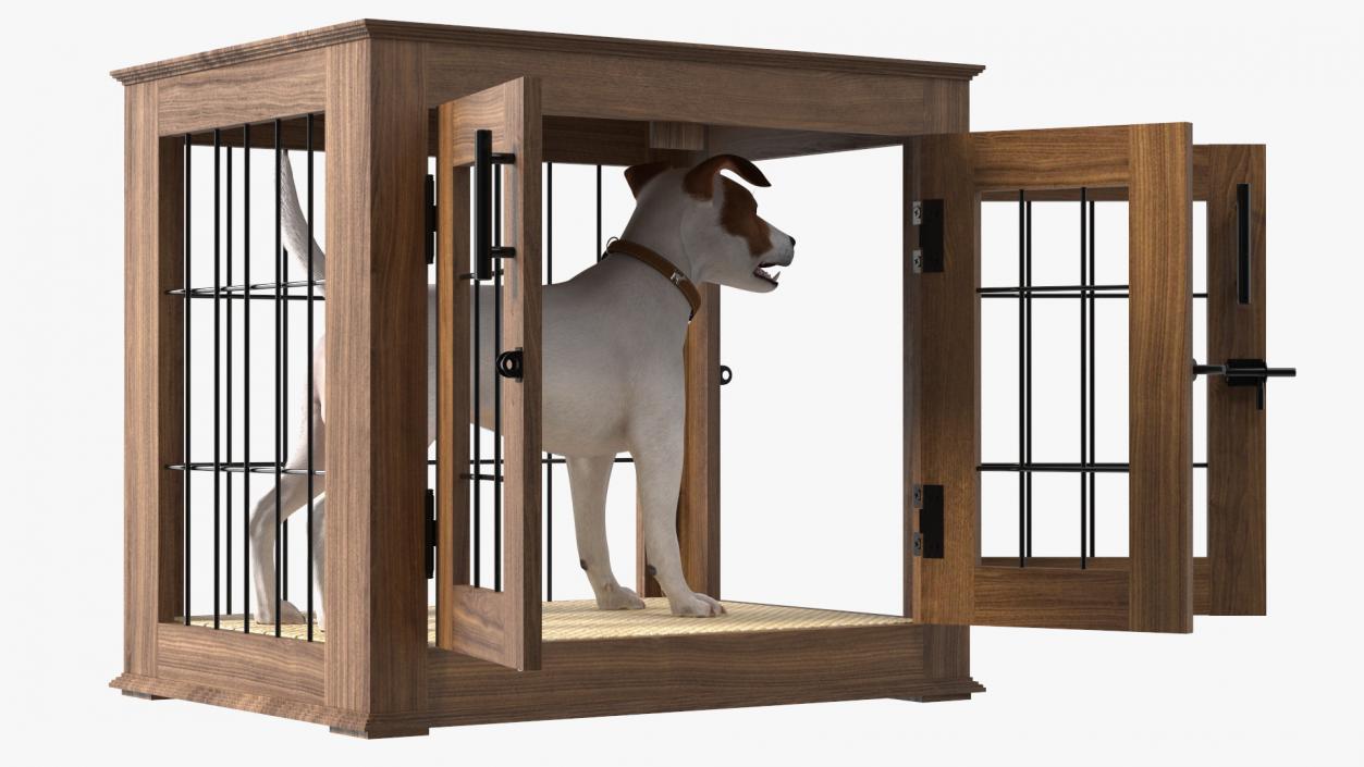 Furniture Dog Crate with Dog Fur 3D