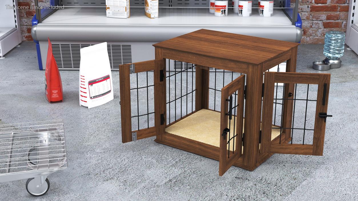 Furniture Dog Crate with Dog Fur 3D