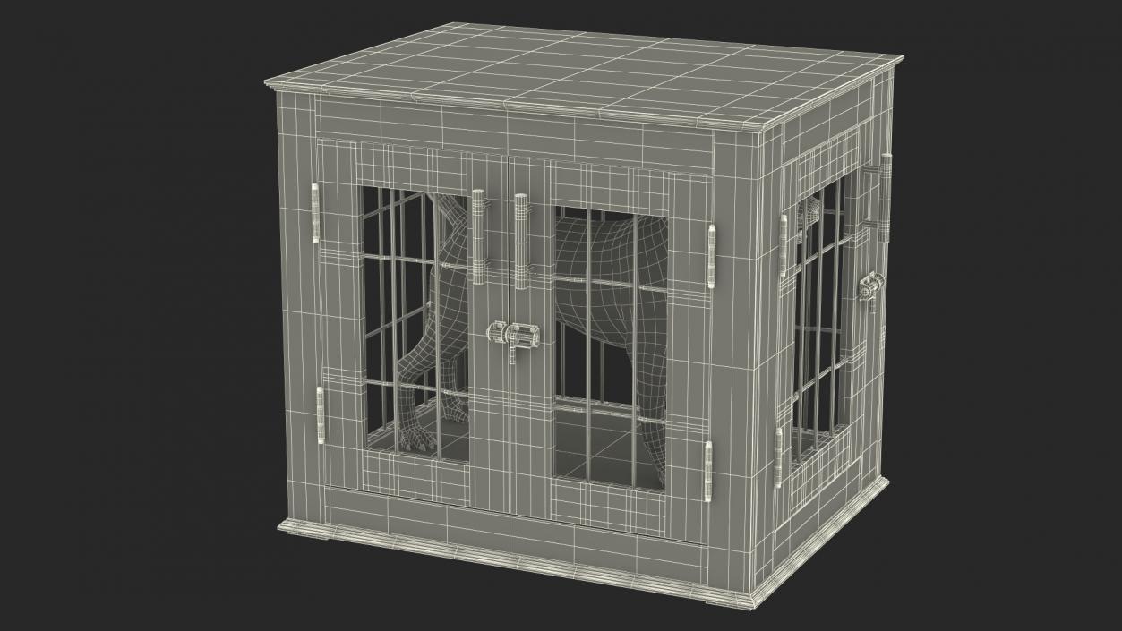 Furniture Dog Crate with Dog Fur 3D