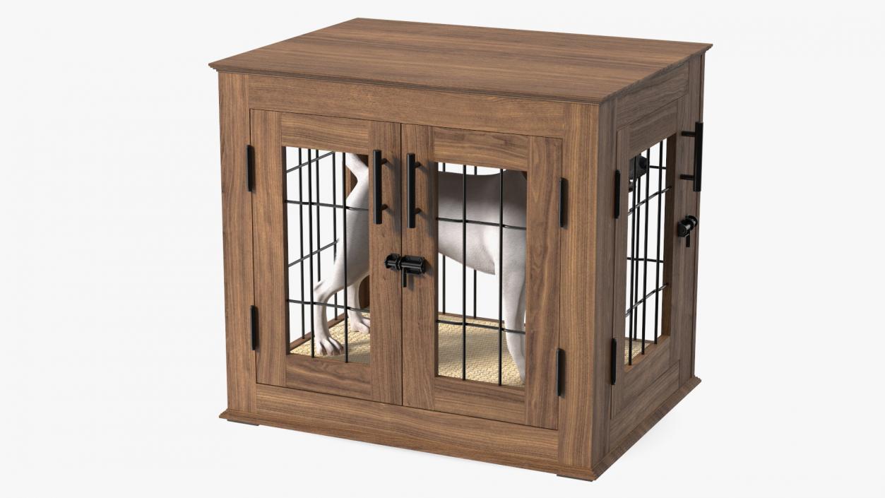 Furniture Dog Crate with Dog Fur 3D