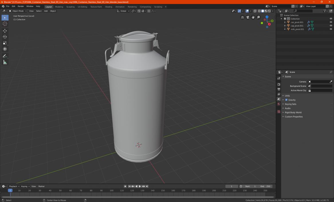 Milk Container Stainless Steel 60 Liter 3D model