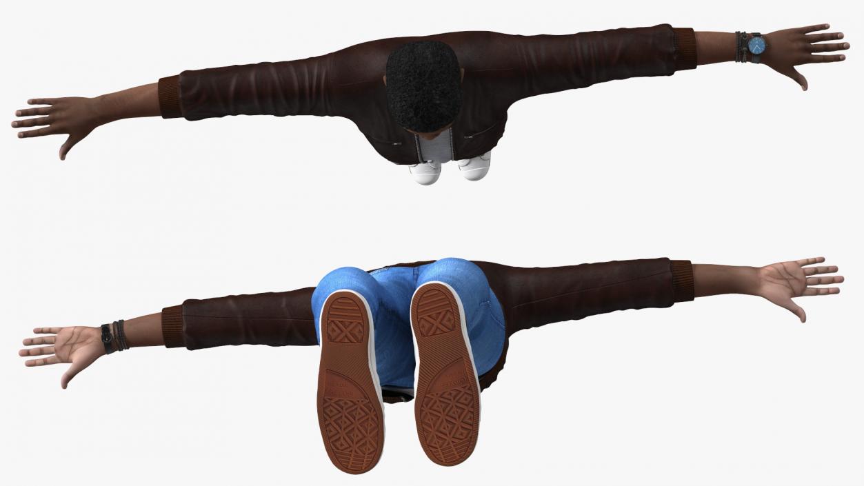 Teenager Dark Skin Street Outfit T Pose 3D model