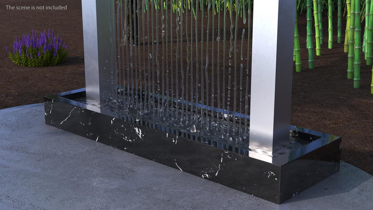 3D Modern Fountain Rectangular Black model