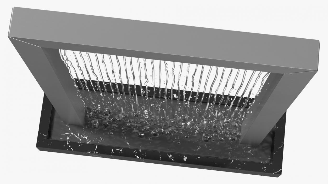 3D Modern Fountain Rectangular Black model