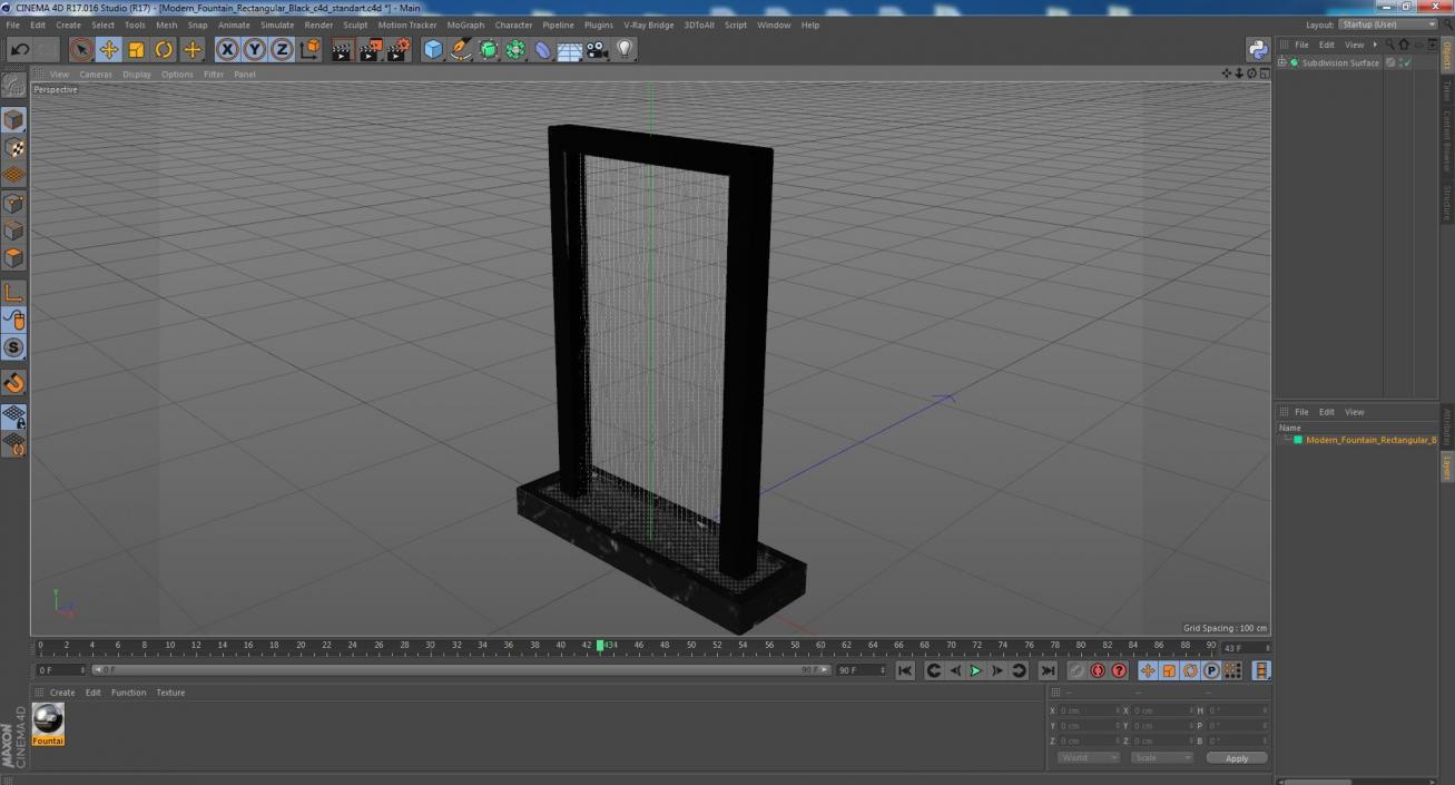 3D Modern Fountain Rectangular Black model