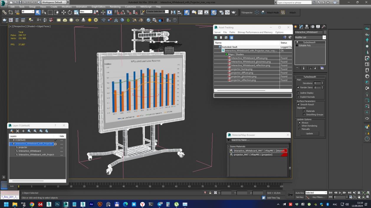 Interactive Whiteboard with Projector 3D