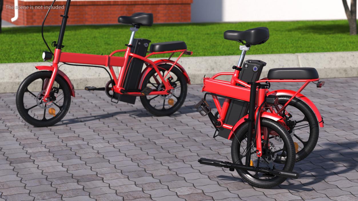 Red Electric Bike Folded 3D model