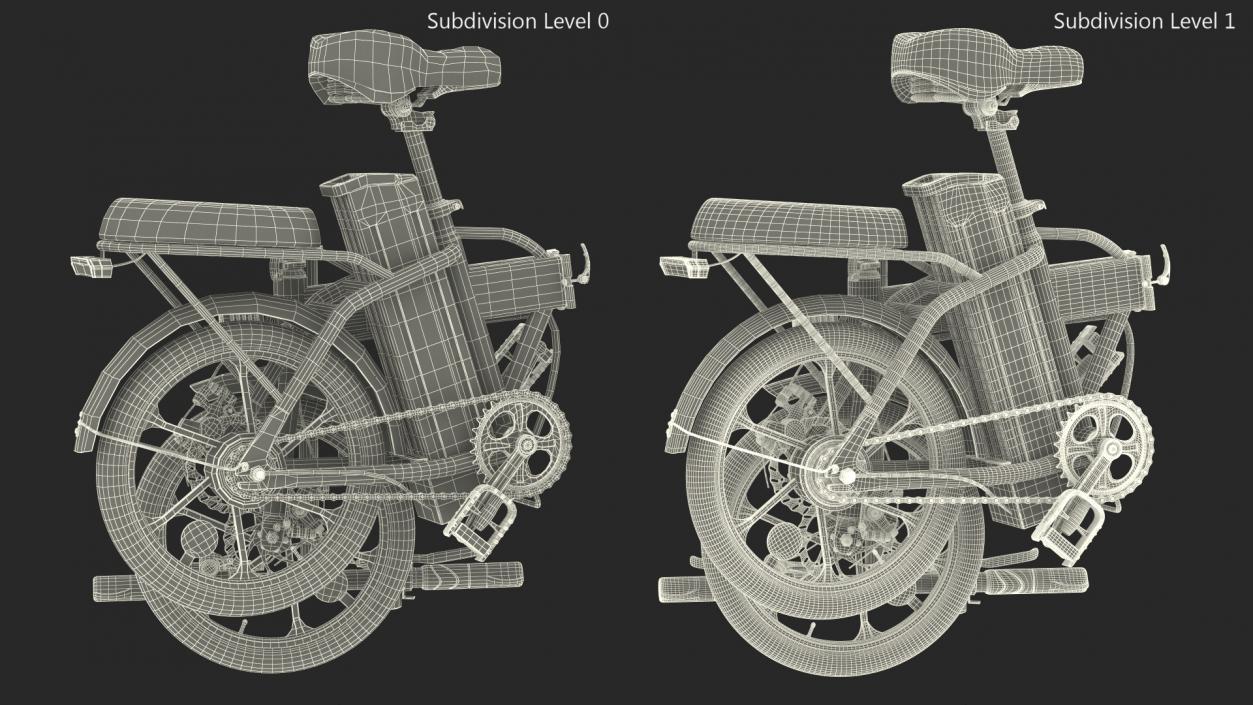 Red Electric Bike Folded 3D model