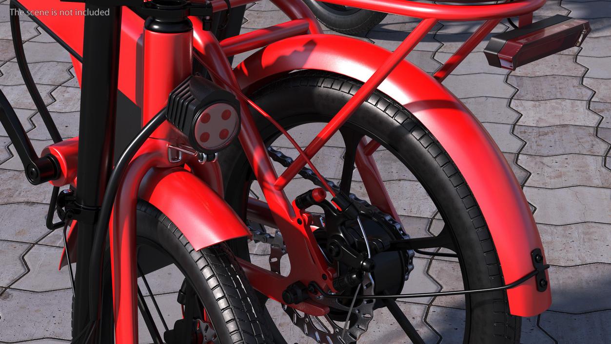 Red Electric Bike Folded 3D model