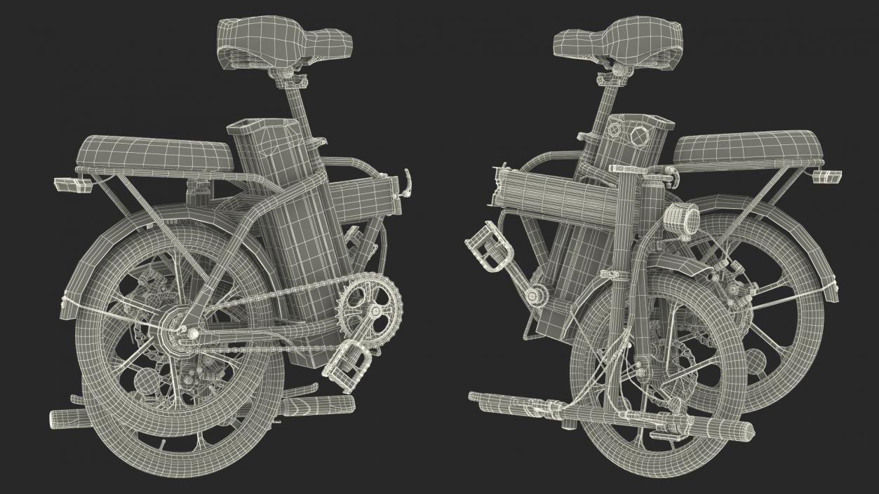 Red Electric Bike Folded 3D model