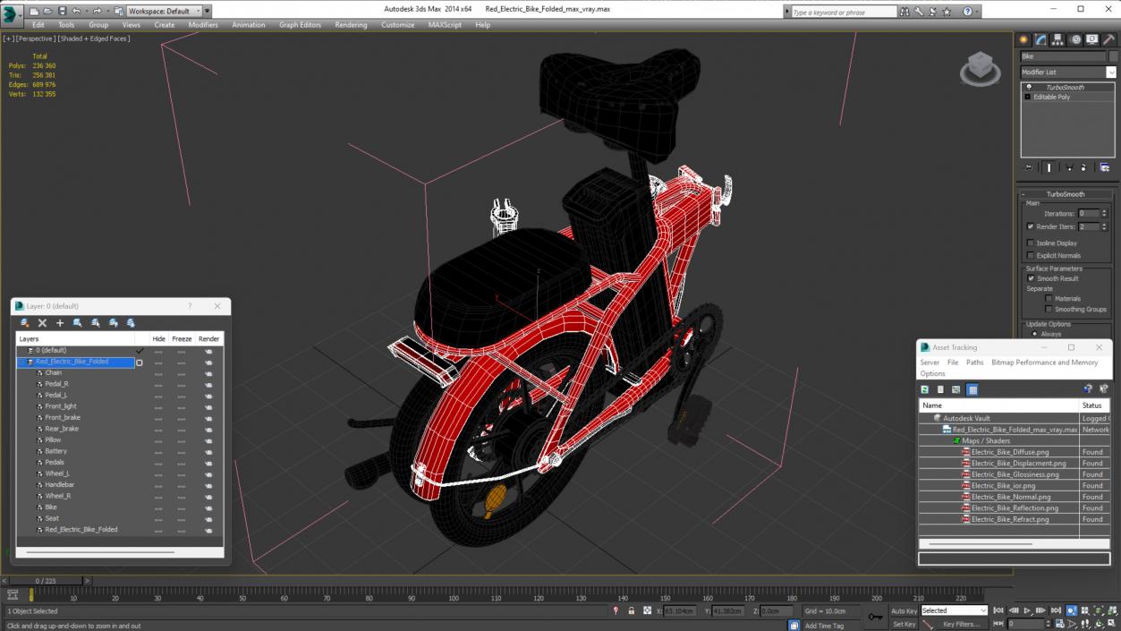 Red Electric Bike Folded 3D model