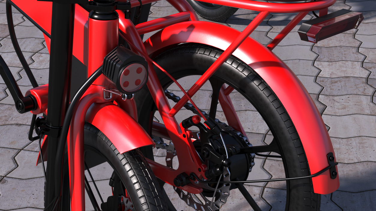 Red Electric Bike Folded 3D model