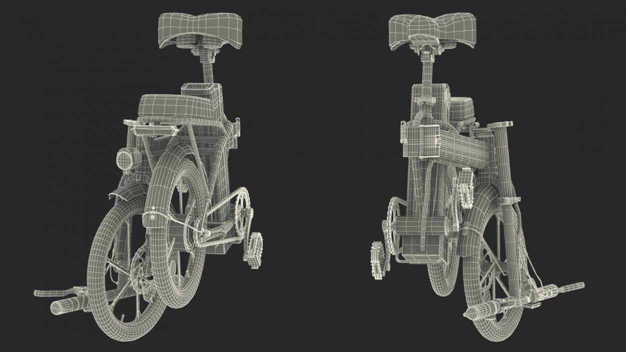 Red Electric Bike Folded 3D model