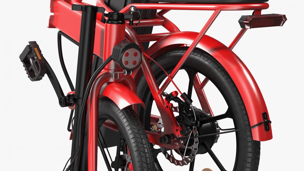 Red Electric Bike Folded 3D model