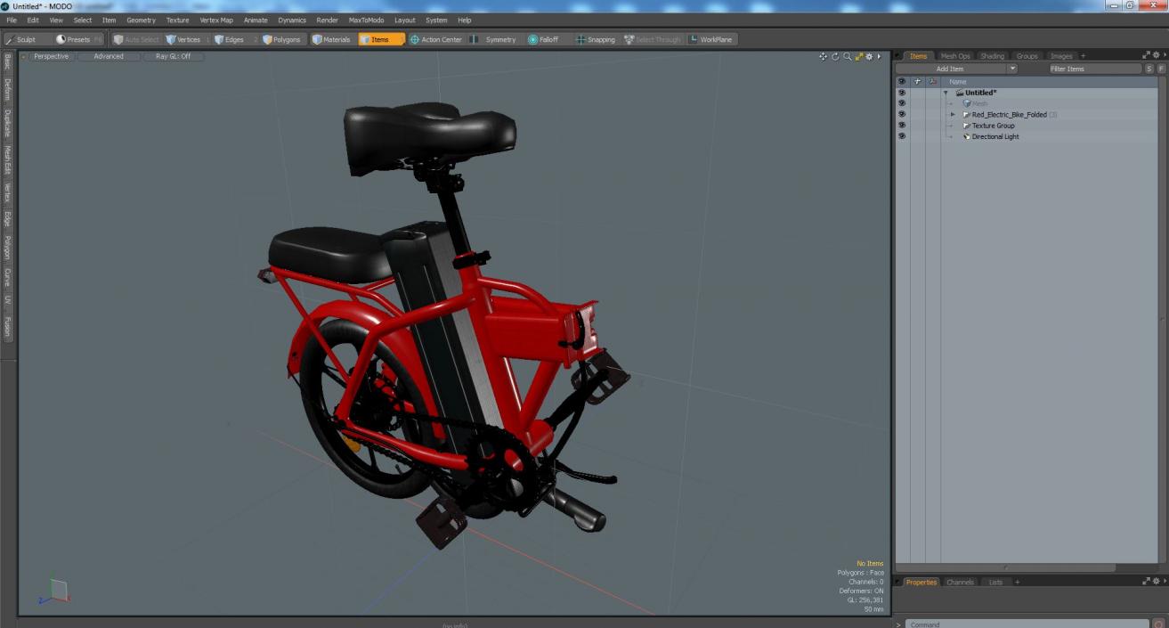 Red Electric Bike Folded 3D model