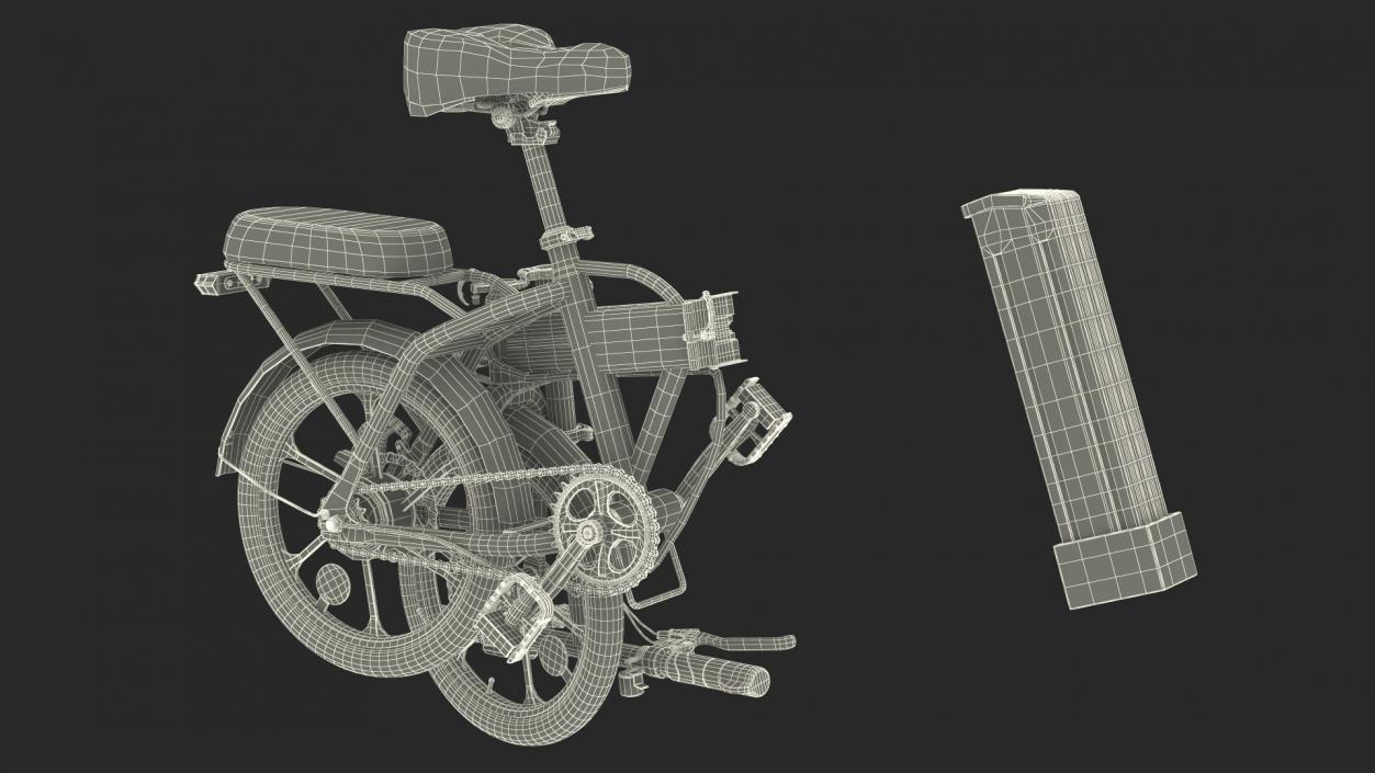 Red Electric Bike Folded 3D model