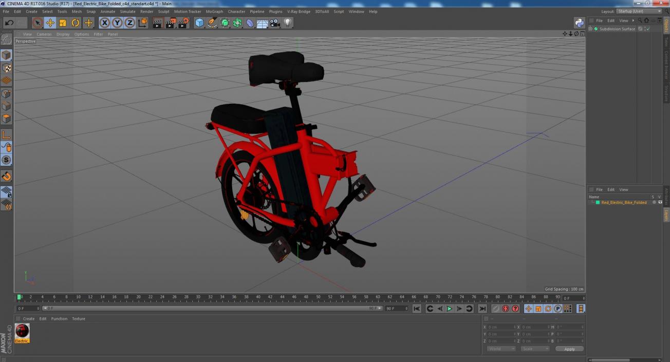 Red Electric Bike Folded 3D model