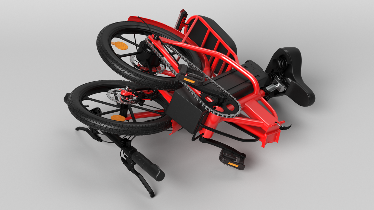 Red Electric Bike Folded 3D model