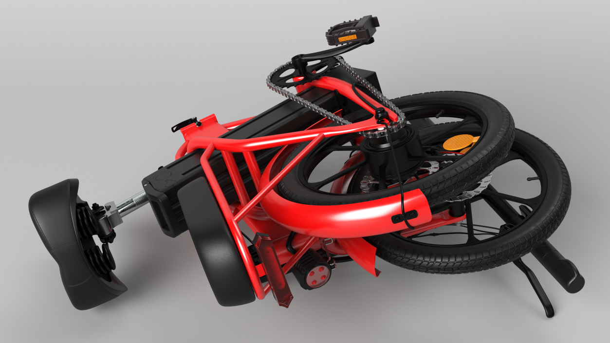 Red Electric Bike Folded 3D model