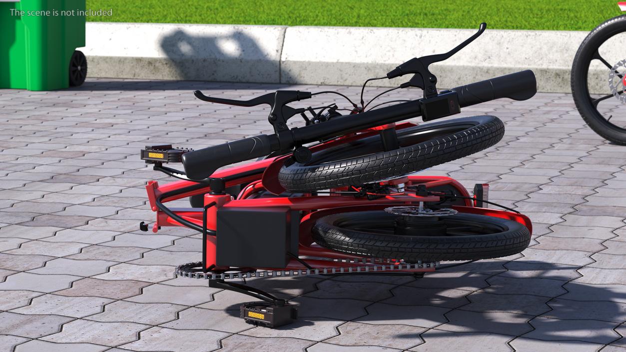 Red Electric Bike Folded 3D model