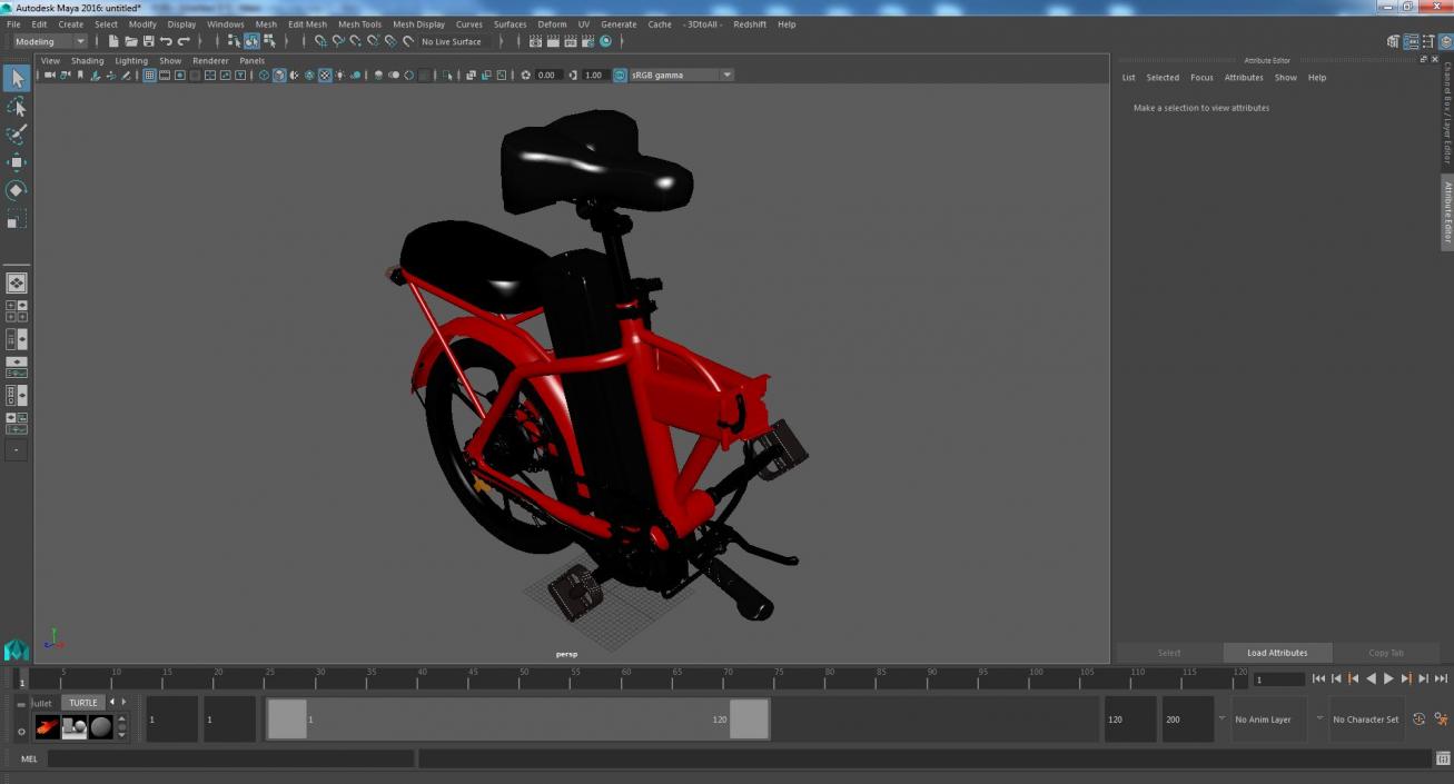 Red Electric Bike Folded 3D model