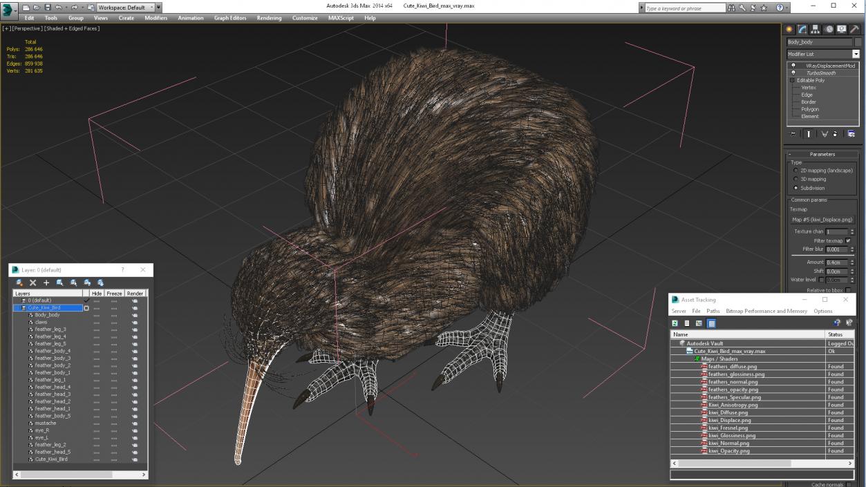 Cute Kiwi Bird 3D model