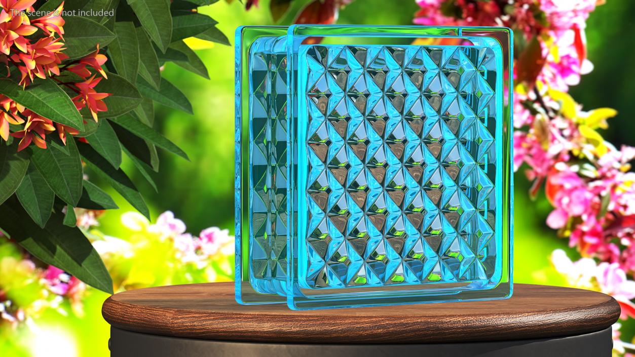 Blue Glass Block Diamond Pattern 3D