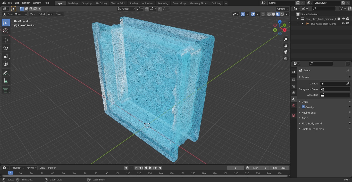 Blue Glass Block Diamond Pattern 3D