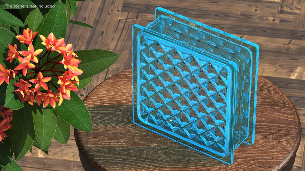 Blue Glass Block Diamond Pattern 3D