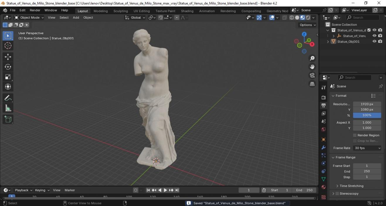 Statue of Venus de Milo Stone 3D model