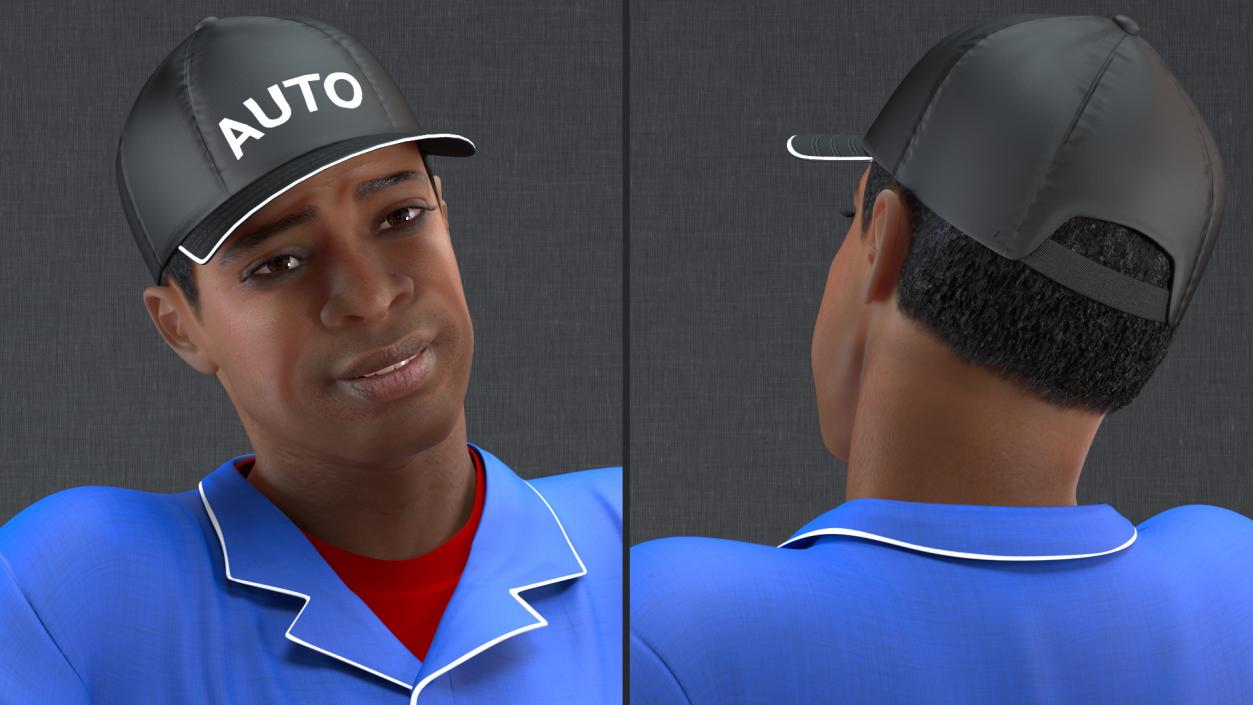 3D model Light Skin Black Auto Mechanic