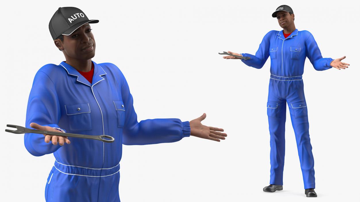 3D model Light Skin Black Auto Mechanic