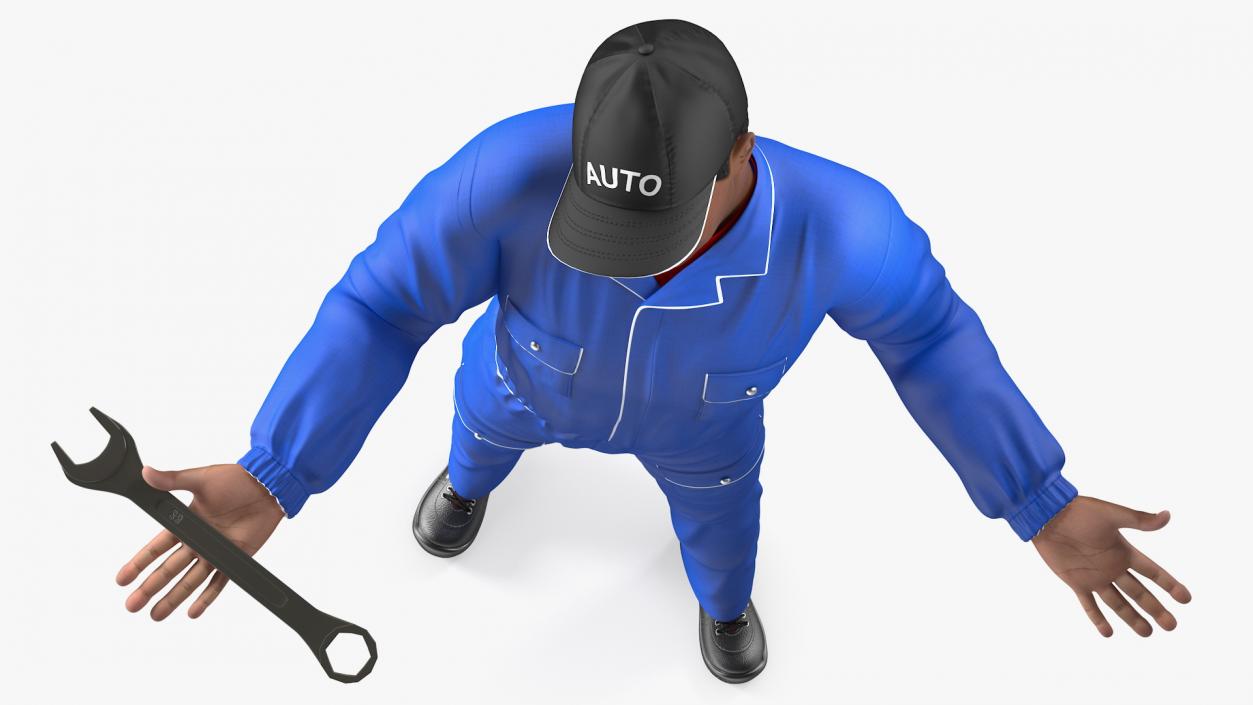 3D model Light Skin Black Auto Mechanic