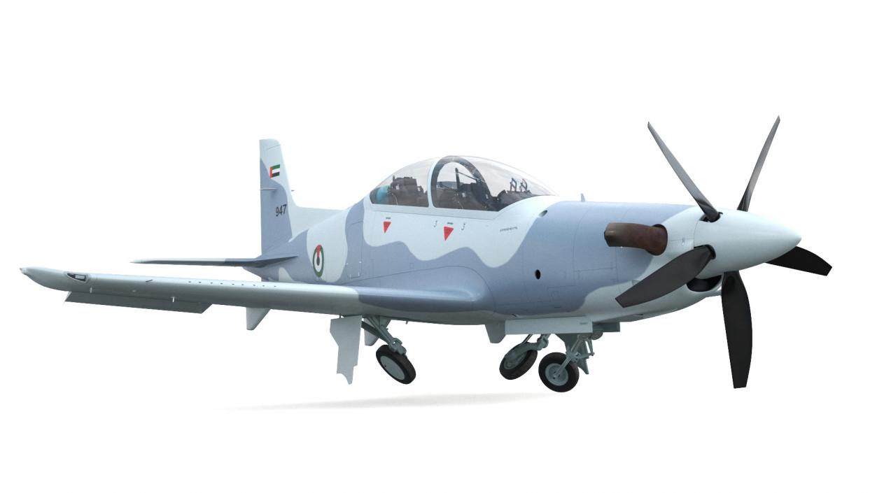 Training Aircraft Pilatus PC-21 Grey Rigged for Cinema 4D 3D