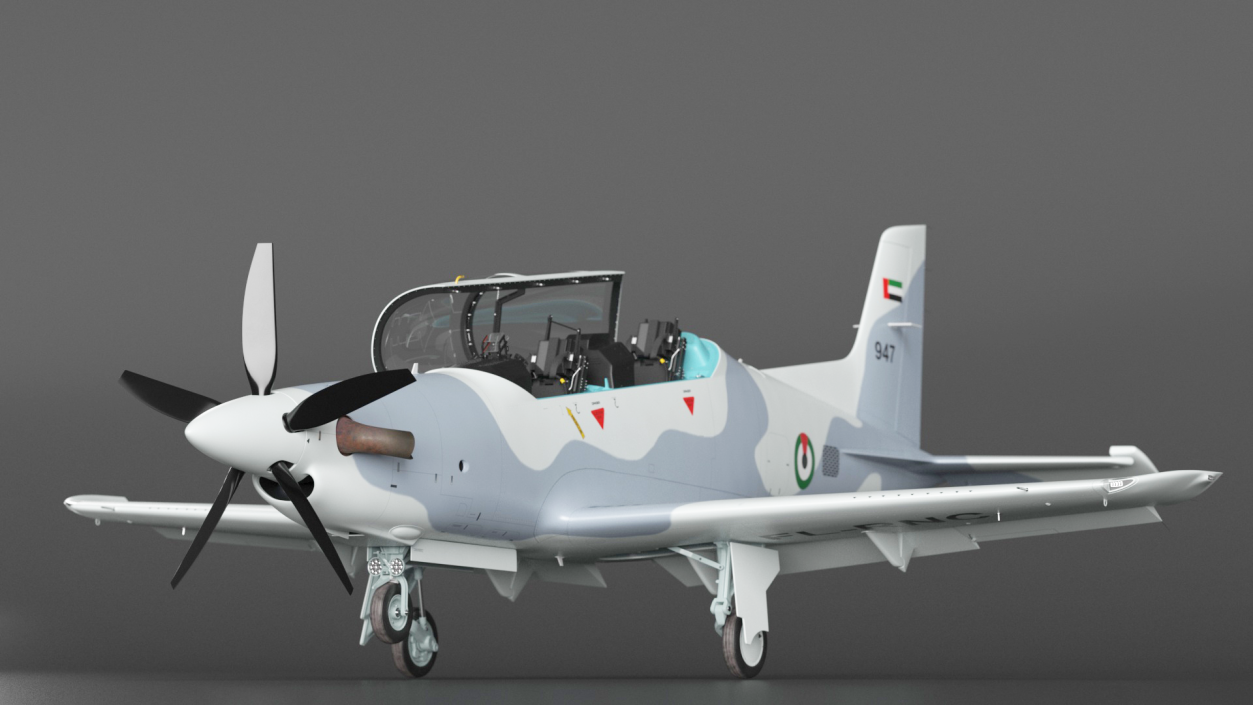 Training Aircraft Pilatus PC-21 Grey Rigged for Cinema 4D 3D