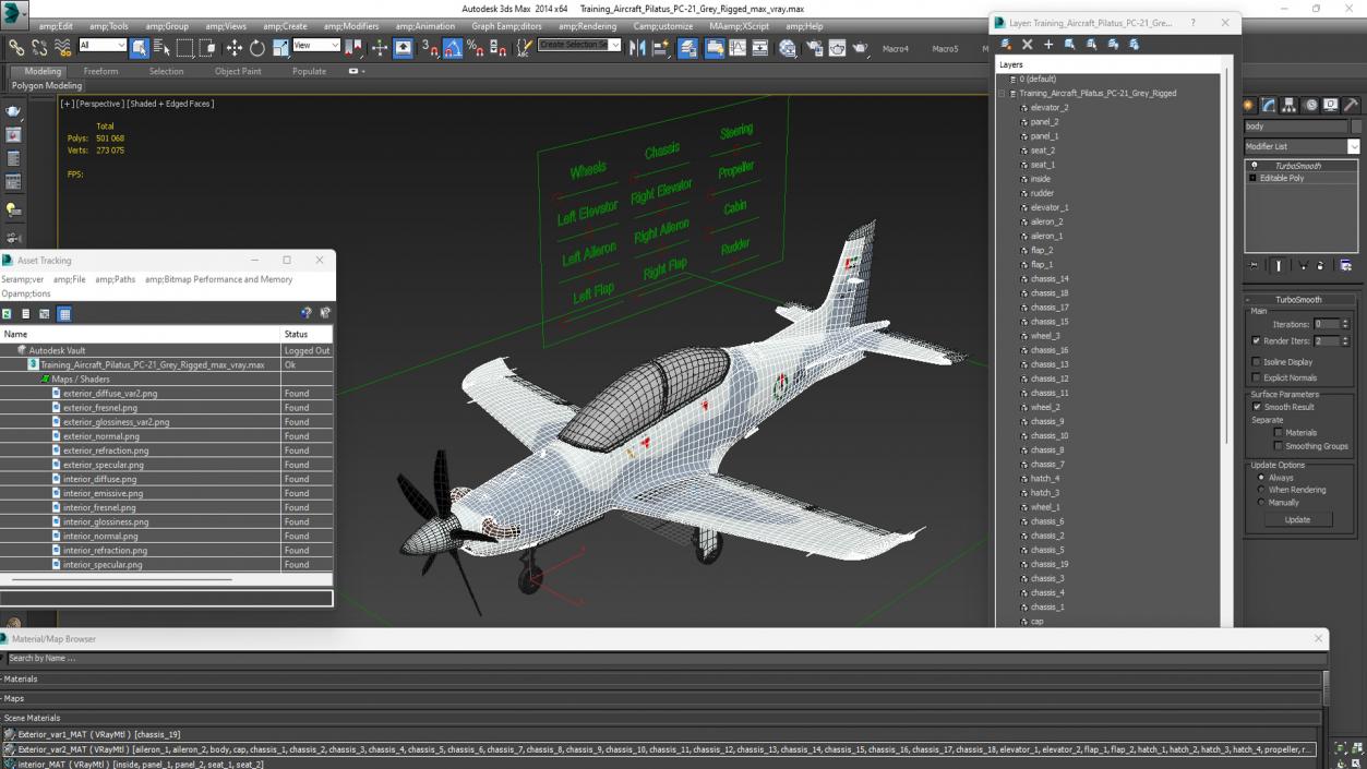 Training Aircraft Pilatus PC-21 Grey Rigged for Cinema 4D 3D