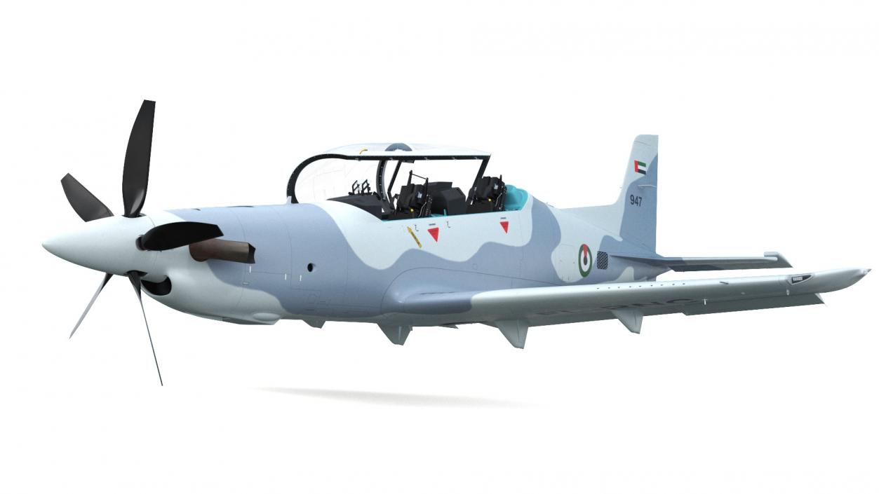 Training Aircraft Pilatus PC-21 Grey Rigged for Cinema 4D 3D