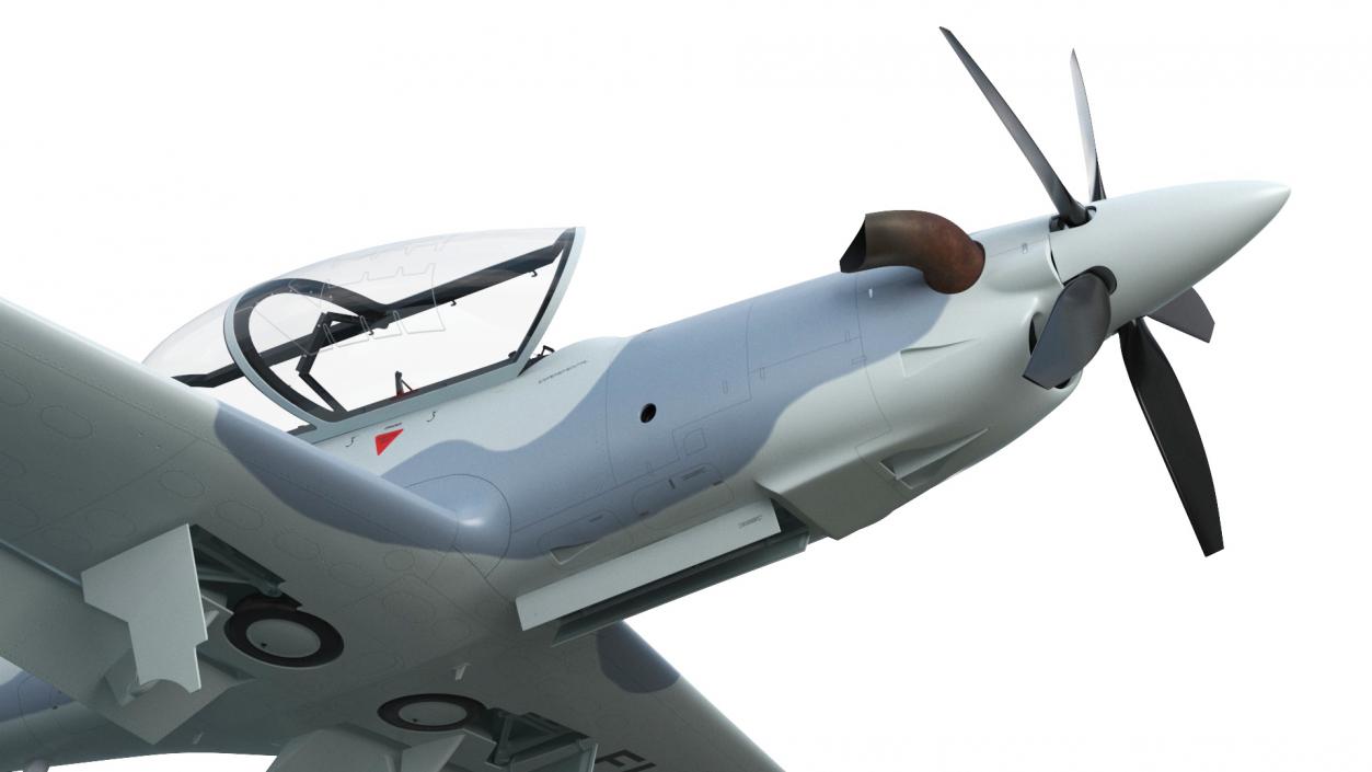 Training Aircraft Pilatus PC-21 Grey Rigged for Cinema 4D 3D