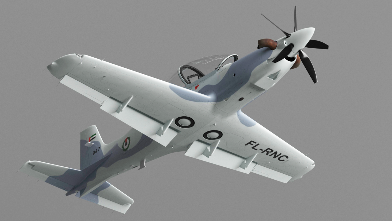 Training Aircraft Pilatus PC-21 Grey Rigged for Cinema 4D 3D