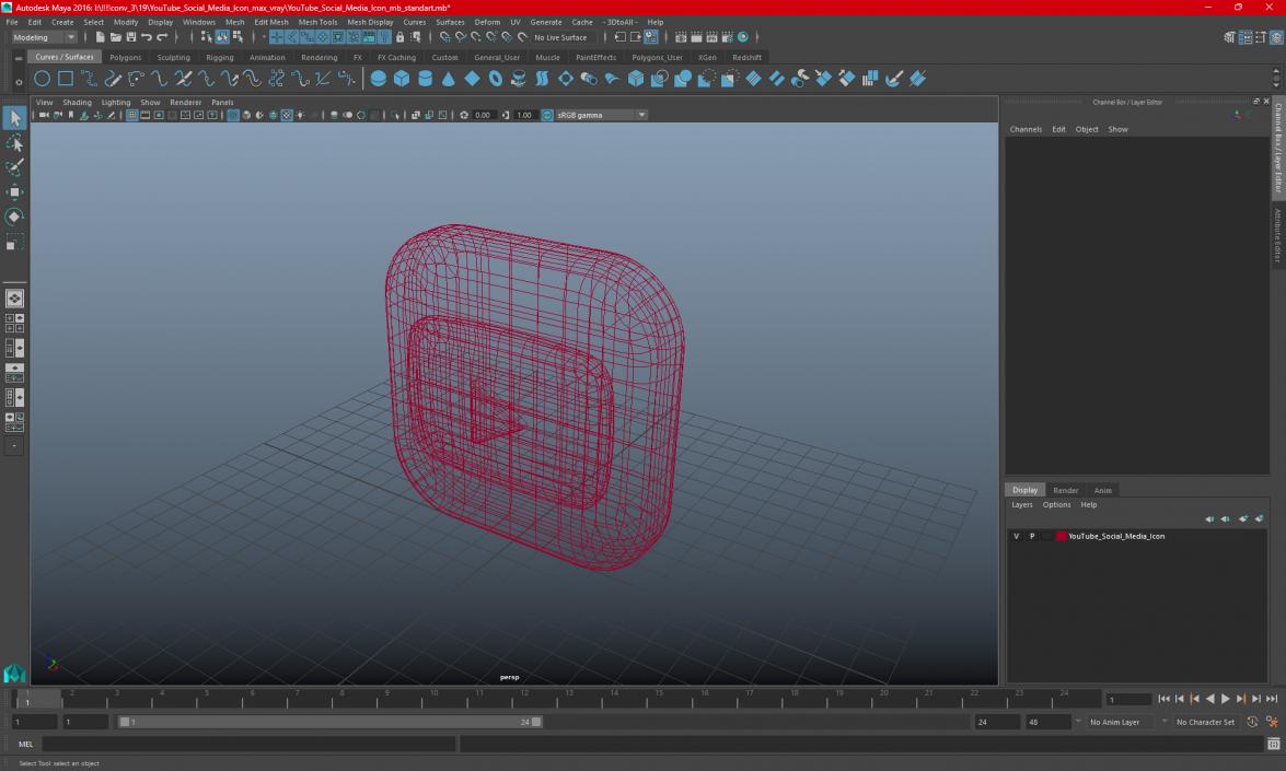 3D model YouTube Social Media Icon