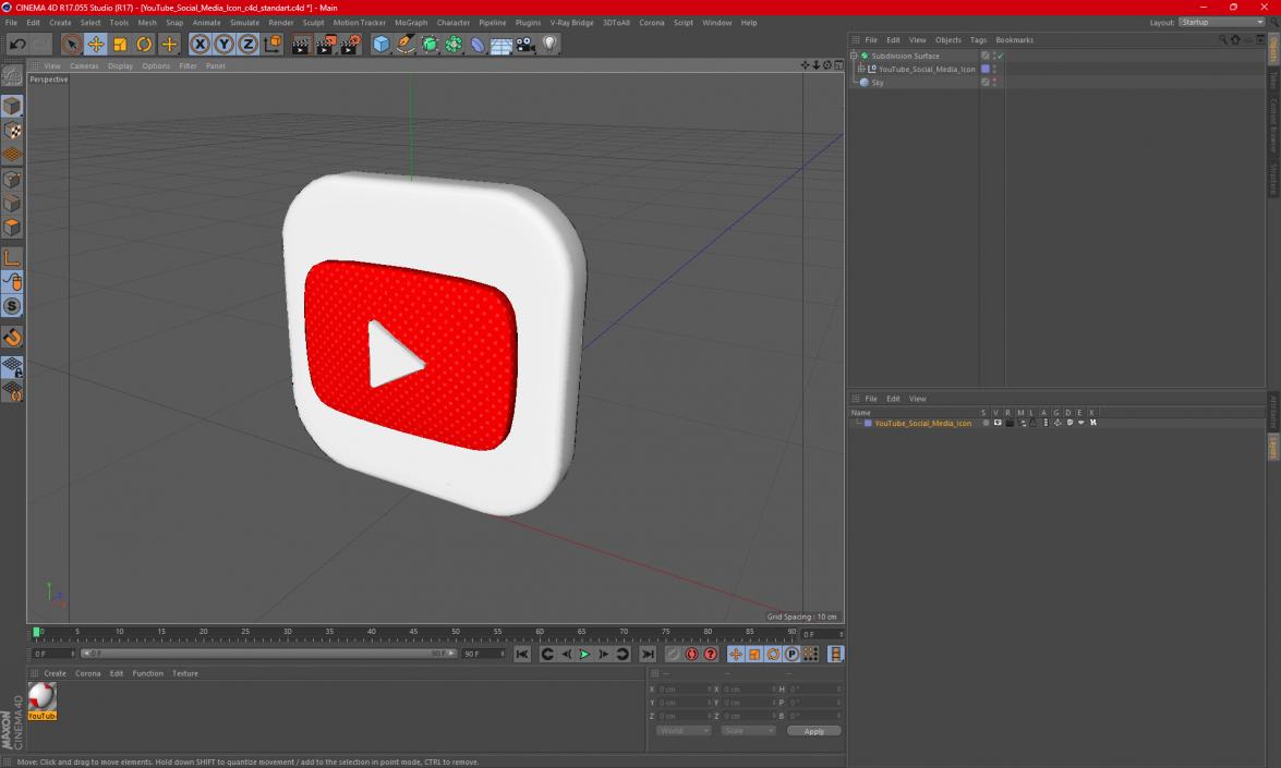 3D model YouTube Social Media Icon