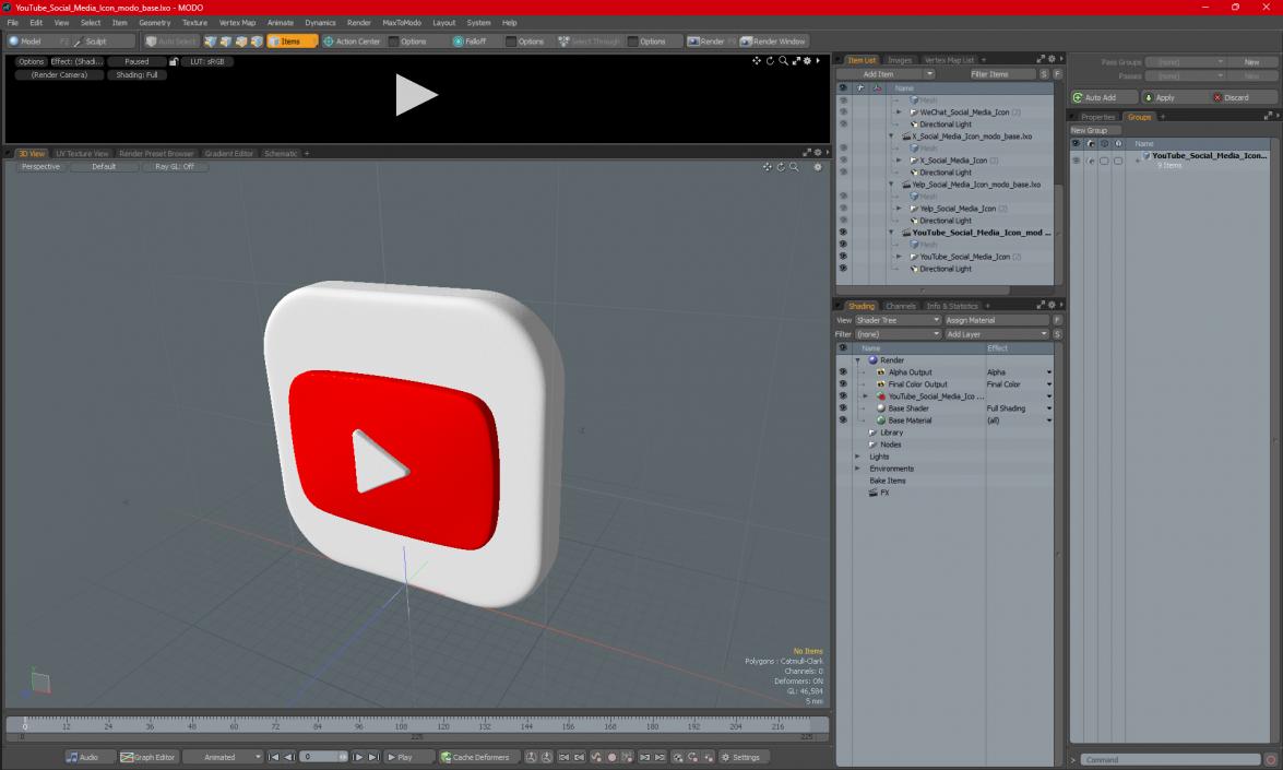 3D model YouTube Social Media Icon