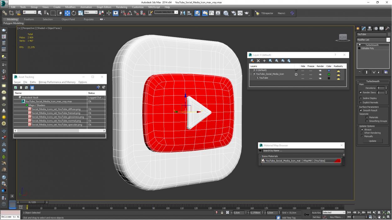 3D model YouTube Social Media Icon