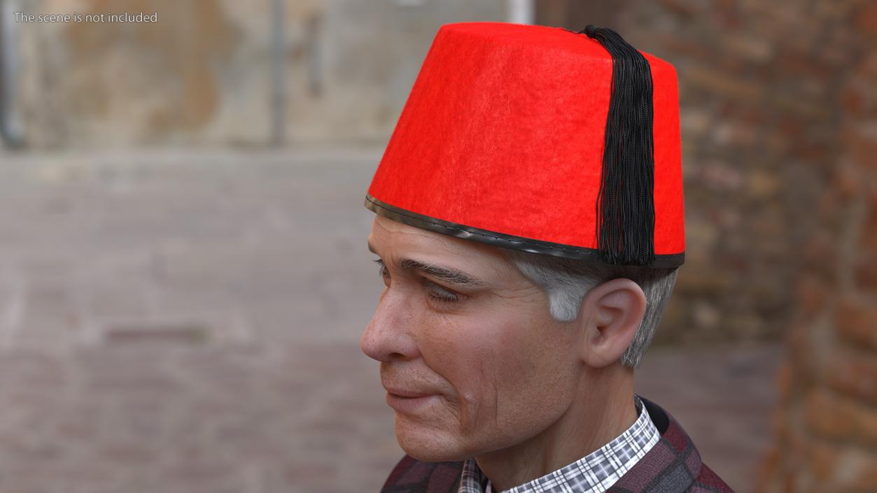 Traditional Arabic Red Fez Hat With Black Tassel Fur 3D