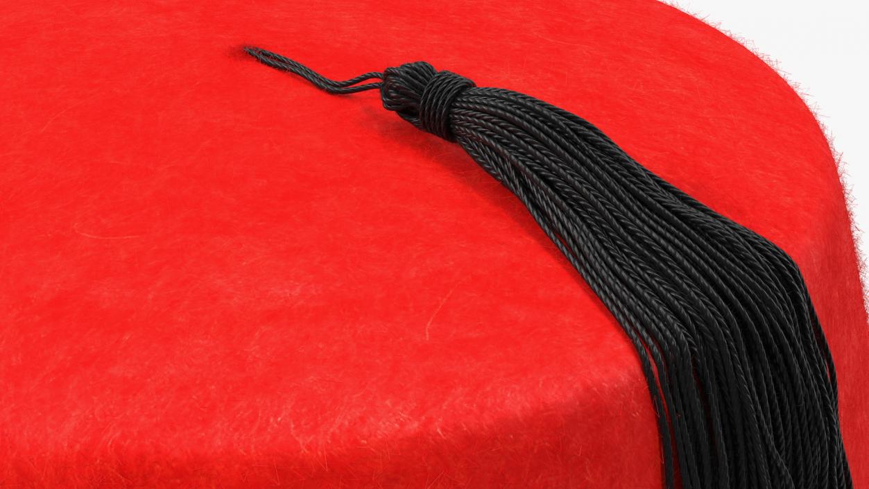 Traditional Arabic Red Fez Hat With Black Tassel Fur 3D