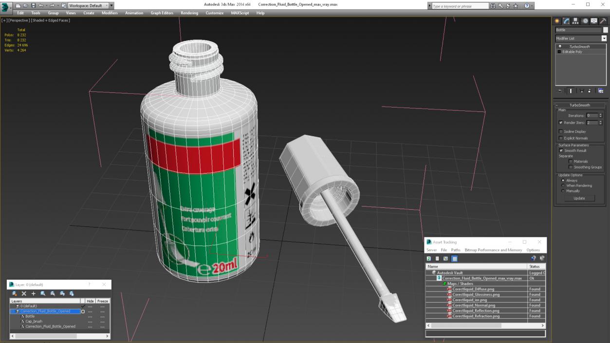 3D model Correction Fluid Bottle Opened