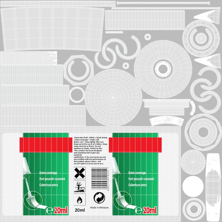 3D model Correction Fluid Bottle Opened