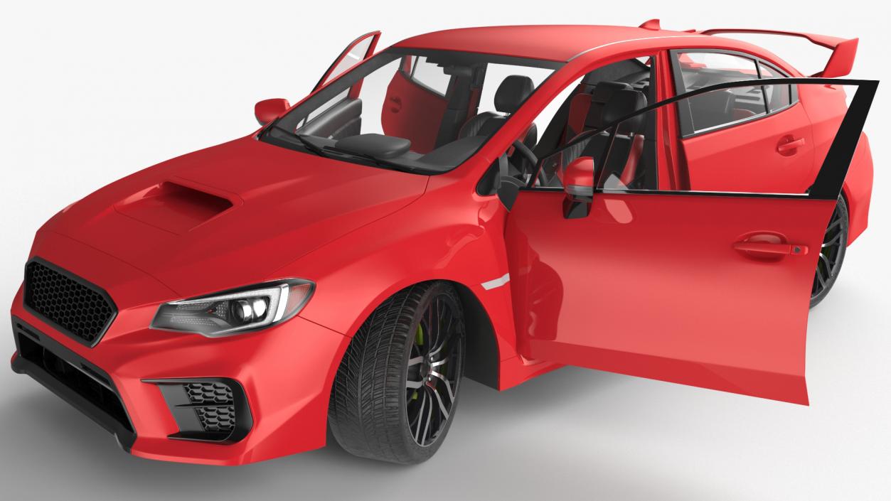 3D Sport Sedan Red Rigged for Maya